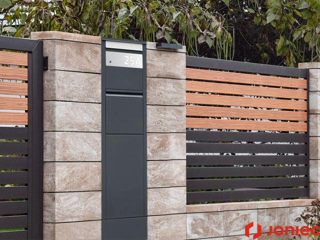 Post boxes for letters and courier parcels with a bell button